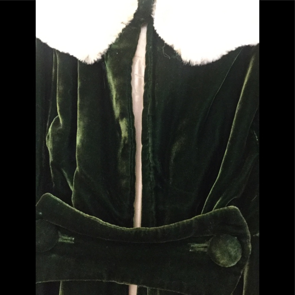 Antique Victorian fur collar green velvet silk coat vintage jacket Edwardian - Picture 4 of 16